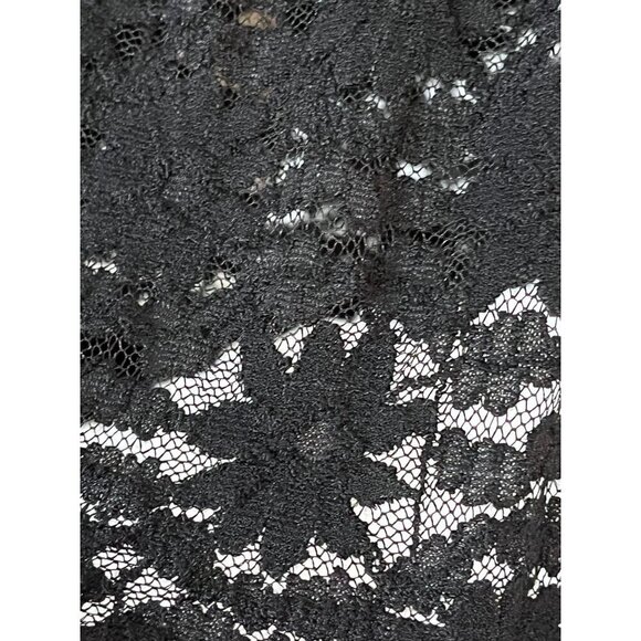 Sag Harbor Top Women M Black Floral Lace Mesh Sheer Neutral Minimalist Preppy - Picture 6 of 11